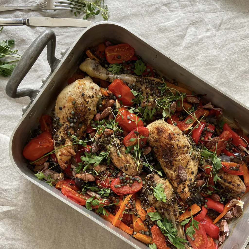 Chicken with Vegetables, Lentils, and Flaming Dust
 &ndash; Mill &amp; Mortar EU
