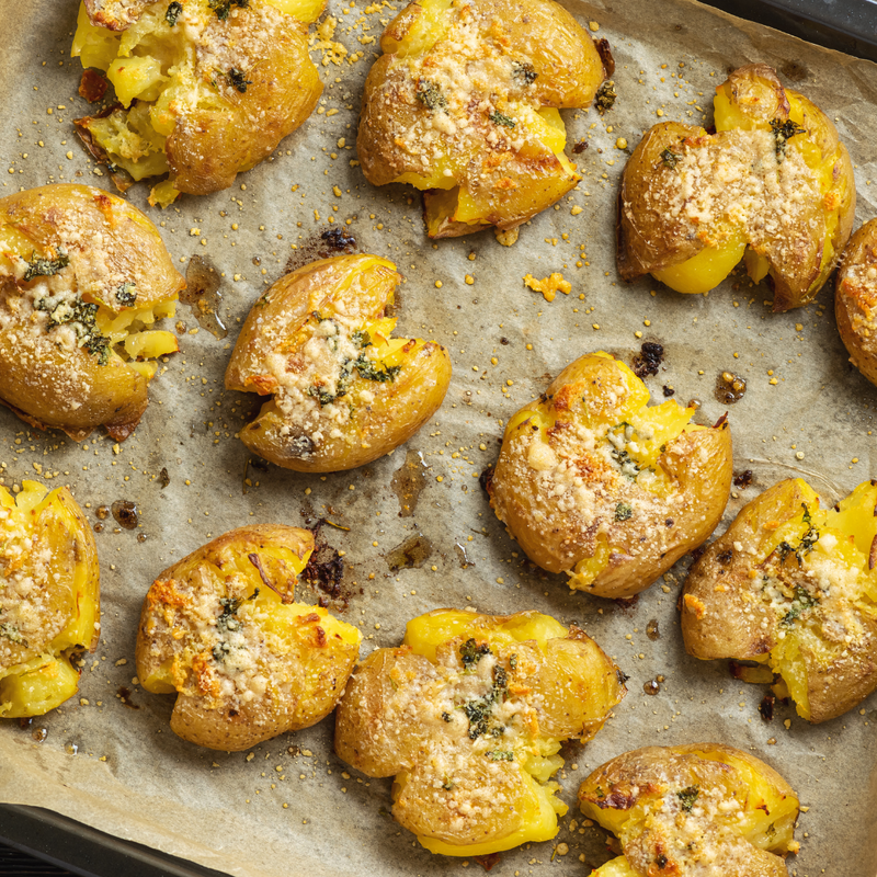 Smashed Potatos with Italian Garlic and parmesan