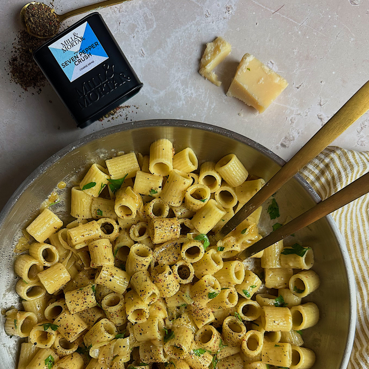 Pasta with Caramelised Onions and Seven Pepper Crush