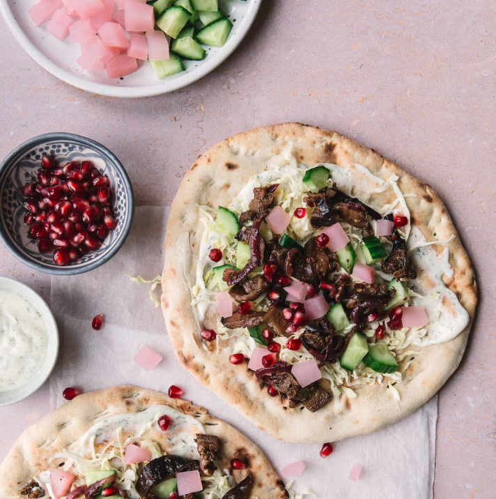 Flatbread with eggplant and Shawarma Hack