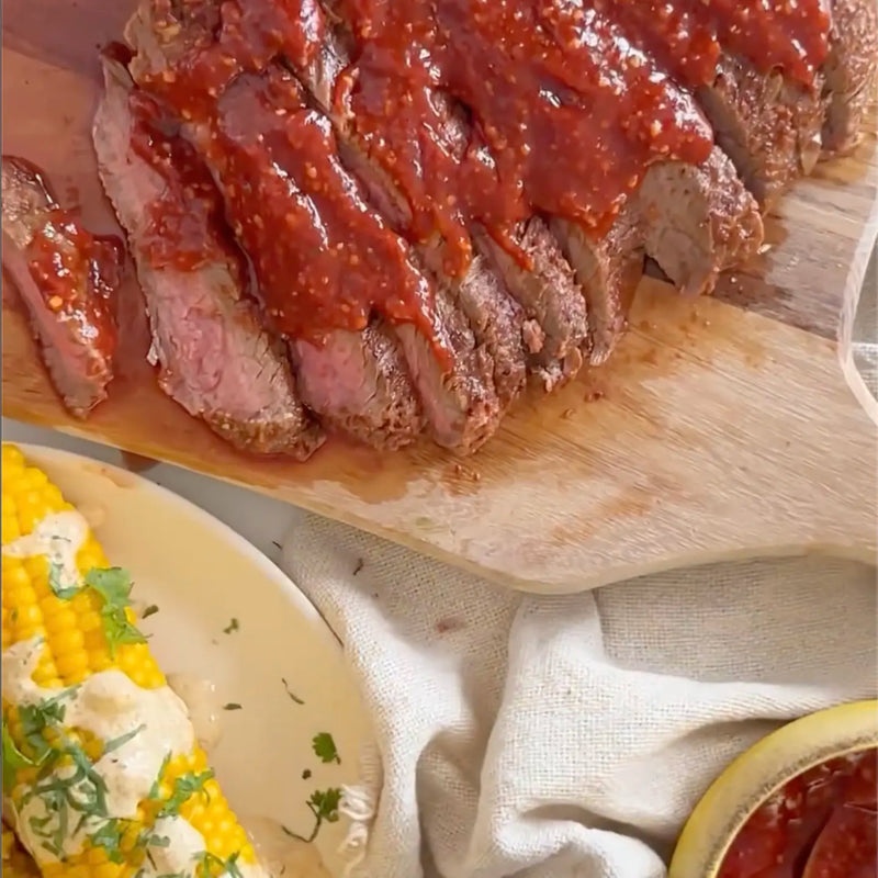 Smokey Sally BBQ Sauce and Flank Steak